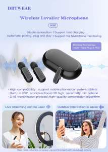 DBTWEAR Wireless microphone High compatibility: Supports CD mobile phones computers and tablets Deep noise reduction