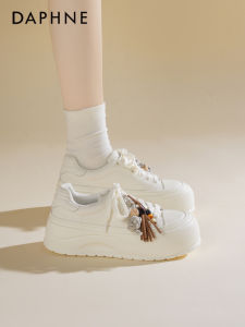 Daphne Womens Thick Bottom Sneakers Soft Sole Heightening Casual Sports Shoes White Flat Shoes Comfortable Walking Footwear