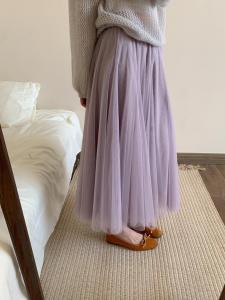 กระโปรงทรงบานพองสามชั้นเนื้อนุ่มล้นหลามสไตล์เกาหลี เอวสูง กระโปรงทรงบานพองยาวปานกลาง สีสันสดใส สำหรับผู้หญิง