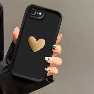 Cute 3D Love Heart Silicone Phone Case For iPhone 17 16 E 15 14 13 12 11Pro Max Plus Air Shockproof Candy Back Matte Soft  Cover