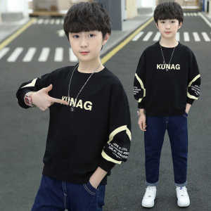 Boys Long Sleeve Thermal Cotton T-Shirt Fleece Lined Autumn Winter Fashionable Basic Layering Shirt School Outdoor Casual Wear