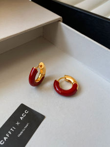 CAFFTI | Vintage Enamel Red Metal Earrings for Spring Summer