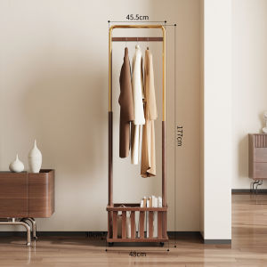 TINGXU | Creamy Style Corner Clothes Hanging Rack with Shelves Heavy Duty