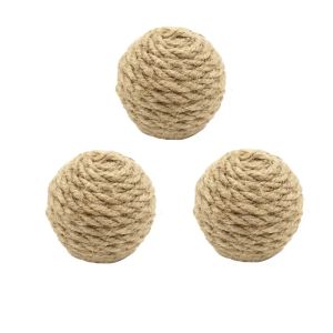Natural Sisal Ball Cat Toy with Built in Sandstone Teeth Cleaning Bite Resistant Chew Interactive Play Durable Eco Friendly Desi