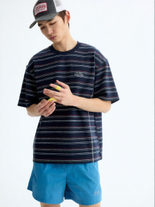 JNXS | Textured Stripe Short Sleeve Summer Outdoor T-Shirt