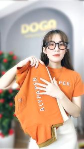Áo thun nữ form vừa dập chữ nổi chất borip đẹp mát mịn co giãn M182