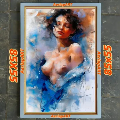 hiasan dinding lukisan cetak digital printing wanita abstrak plus figura ukuran 85*55