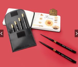 SeamiArt 6pcs/Set With Portable Pu Brush Bag DivIsible Short Holder Watercolor Journal Paint Brush