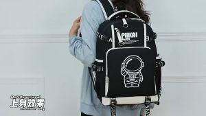 Childrens Astronaut Backpack Glow Waterproof Large Capacity Boy Schoolbag For Boys In School