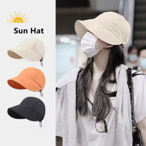 Women Sun Hat Fashion Adjustable Foldable Drawstring Fisherman Hat Ladies Outdoor Large Brim UV Protection Breathable