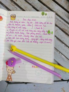 Combo 10 cây bút gel mực tím/xanh hoạ tiết cute dễ thương