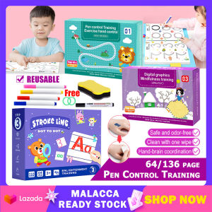 Pen Control Training Book 64/136 Pages Children Painting Workbook Reusable Practice Pen Grip Tracing Line Copybook Drawing Toy