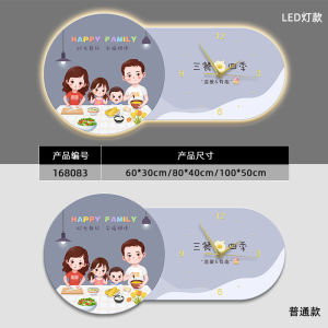 Modern Simple Style Restaurant Decoration Painting with Clock LED Light Dining Table Hanging Clock Creative Artwork Home Decor