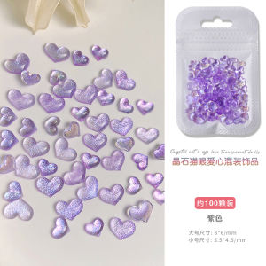 Nail Art Flashing Aurora Heart Diamond Mixed Colorful Heart Shaped Nail Stickers Korean Fashion Beauty Tools for Any Skin Type