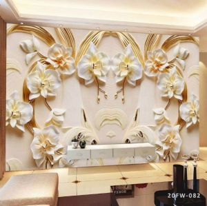 Custom wallpaper bunga emas - Wallpaper murah bunga emas 3d