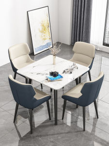 Modern Minimalist Rock Slab Dining Table for Small Households Multi-Function Square Casual Card Table for 4 Persons