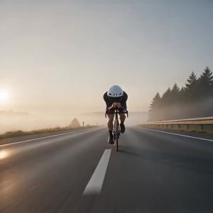 Triathlon Aero Road Bicycle Helmet Time Trial TT Bike Helmet with Built‑in Sunglasses Visor for Racing