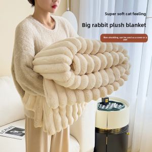 JIFANPAUL | Rabbit Wool Blanket Coral Fleece Sofa Nap Blanket