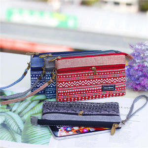 Womens Cotton Long Organizer Wallet Ladies Coin Purse Female Clutch Small Phone Pouch Money Bag for Children Kids Girls Bag