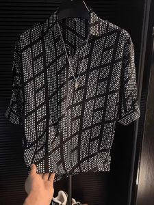 Ice Silk Drape Loose Seven-Quarter Sleeve Shirt Mens Summer 2025 New High-End Polka Dot Overhead Shirt Fashionable And Breathable