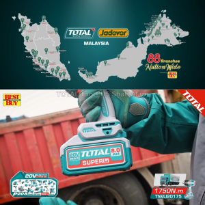 TOTAL Tools 20V BL motor 1750Nm ¾ Cordless impact wrench (Full set with 2pcs 20V 8.0Ah Li-ion Battery) - TIWLI20175