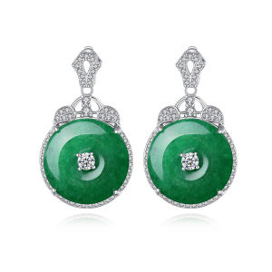 SEQUITO High Quality Women Silvery Ear Decoration Shiny Synthetic Zirconia Pave Setting Green Stone Wedding Party Clothing Jewelry SE982