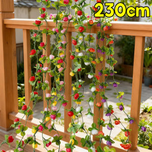 230cm Silk Artificial Rose Vine Hanging Flowers Rattan for Wall Decor Wedding Baby Shower Valentines Day Garden Arch Rose Vine