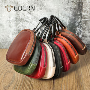 EDERN Retro Ví đựng tiền xu bằng da thật Mini Túi đựng đồ bằng da bò chống thấm nước Ví nhỏ đơn giản Túi đựng tai nghe Túi đựng tiền xu nhỏ gọn Túi treo