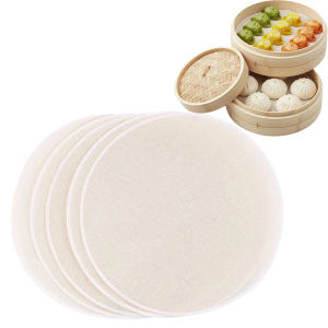 Round Cotton Steamer Cloth 32cm/ 12.6in Non-stick Pure Cotton Steamer Liners Reusable Steamer Pads for Dumplings Kitchen Cooking