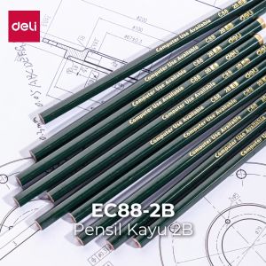 Deli Paket ATK Ekonomis 60 pcs Pensil Kayu 2B Gratis Rautan + Penghapus EC88-2B