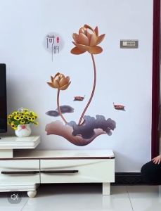 Fasimiyu สติกเกอร์ติดผนัง 3 มิติ ดอกไม้ สติ๊กเกอร์ ดอกบัว 3D PVC กันน้ำ สไตล์จีน มีความหมายถึงความโชคดี สติกเกอร์ผนังห้องนอน สติ๊กเกอร์ติดผนังห้องหนังสือ สติกเกอร์ผนังห้องนั่งเล่น สติกเกอร์ติดผนังตกแต่งห้อง สติ๊กเกอร์ตกแต่ง สติ๊กเกอร์ติดเอง