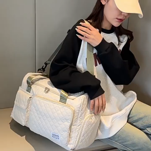 Korean Large Capacity Travel Duffle Bag for Women Men Waterproof Expandable Luggage Gym Fitness Bag