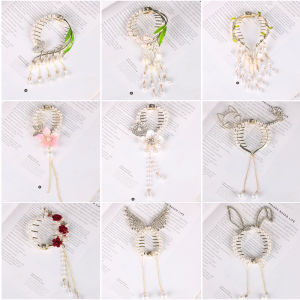 Elegant Bellflower Tassel Hair Clip for Women Half Updo Bun Hairpin Fixed Hair Buckle Sweet Style Alloy Embedded Artificial Gem