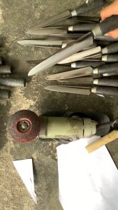 Pisau Daging Free Sarung Pisau  Super Tajam Bahan Baja HSS dan Stik Asahan Honing Bar Kasar