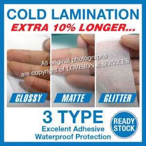 Cold Lamination Film Laminate Film Stickers Transparent(Glossy/Matte/Glitter)31.5cm x 100cm EXTRA 10% Longer