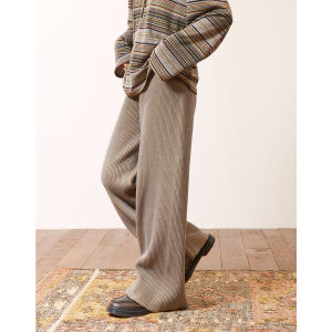 กางเกงขายาวทรงตรงถักนิตติ้งสไตล์ญี่ปุ่นสำหรับผู้หญิง กางเกงขายาวทรงหลวมสบาย ๆ สำหรับฤดูใบไม้ร่วงและฤดูหนาว