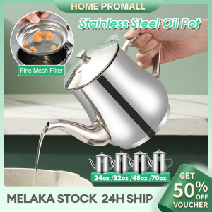 Filter Oil Pot Stainless Steel 24/32/48/70oz Leak-Proof Kitchen Oil Dispenser Container With Filter Screen Tapis Minyak Masak 不锈钢过滤油壶