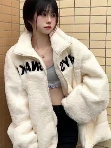 Winter Best Selling Thickened Lamb Wool Fleece Padded Coat All-Match Sweater Work Clothing Loose Street Stand Collar Loose Cotton-Padded Jacket