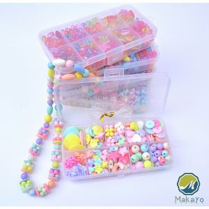 Makayo ชูดร้อยลูกปัด DIY ลูกปัดร้อยสร้อย ของเล่นเสริมพัฒนาการ ชุด 3 สี