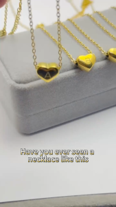 stainless steel letter necklace heart design gold plated no tarnish 45cm
