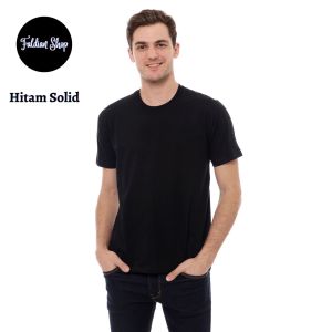 Kaos Polos Pria Oneck Lengan Pendek Bahan Katun Combed 30s Warna Hitam Solid