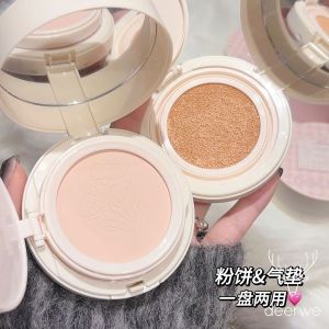 This two-in-one powder compact and air cushion Korean-style nude makeup has a clear and penetrating effect long-lasting coverage oil control and a naturally creamy complexion