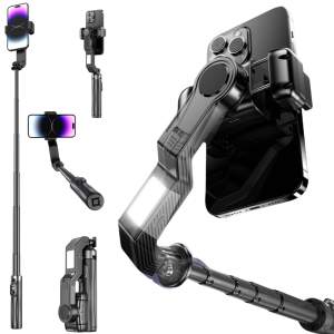 Multi-Functional Handheld Gimbal Phone Holder Selfie Stick  with Lightening Bolt Lamp Portable Monopod For Mini  Photography