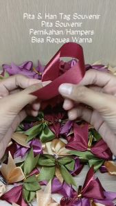50 pcs Kartu Ucapan Pita & Tag Souvenir Pernikahan Kertas ART Paper
