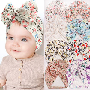 Floral Printed Baby Hat Spring Autumn Newborn Turban Bows Knot Flower Baby Girl Boy Beanie Hat Bonnet Cap Photography Props