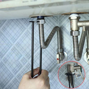 Sink Repair Wrench Portable Faucet Hose Spanner Multifunction Carbon Steel Sink Wrench Two-Shaft Design Installation and Repair Tool(A)