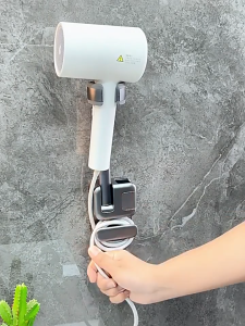 No-drill Wall Mountained Hair Dryer Stand Home Bathroom Hair Dryer Holder Organizer Angle Adjustable