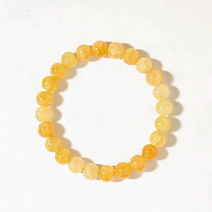 Citrine Beaded Bracelet Lucky Charm Artificial Crystal Bracelet Feng Shui Attract Wealth Prosperity Good Fortunate Positive Energy Success Jewelry Gift for Men Women