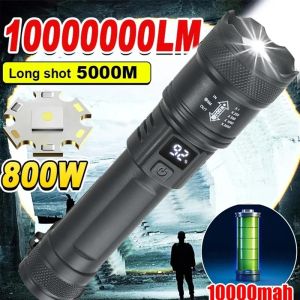 Tactical LED Flashlight 2000LM USB Rechargeable Waterproof Grade Zoom Torch Bright Portable Emergency Light for Camping Outdoor