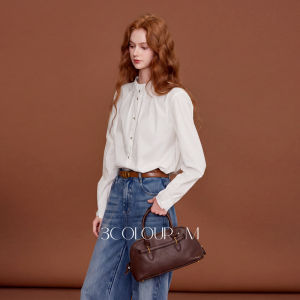 3COLOUR·S | Collared Loose Long Sleeve White Shirt M